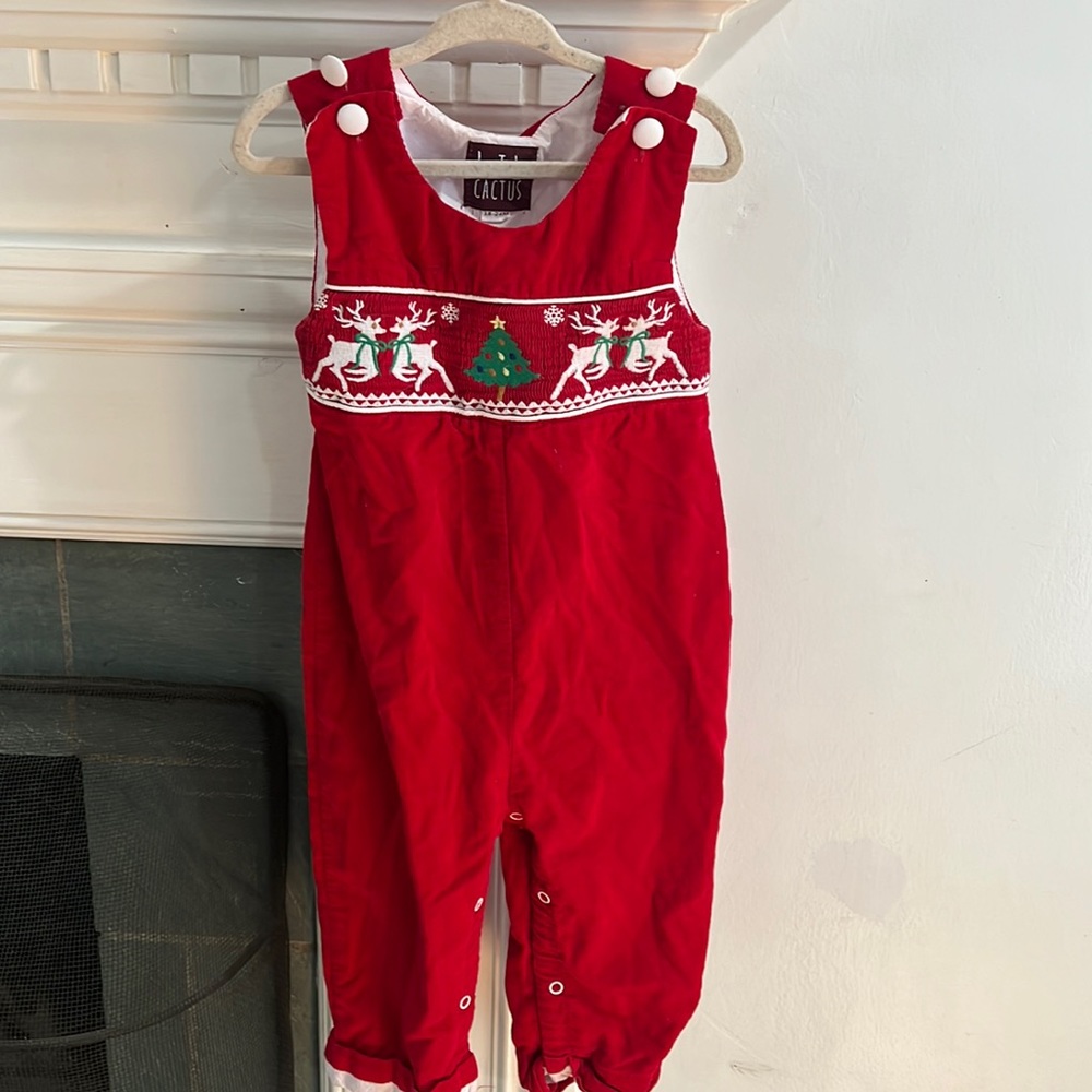 Reindeer Smocked Romper 24 Month EUC